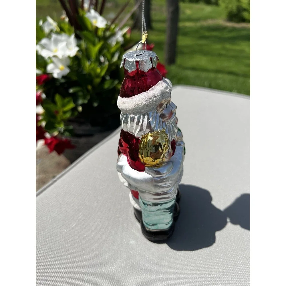 Vintage Christmas Ornament European Style Hand Crafted Glass Santa Hugging Kids‎